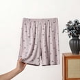 thumbnail image 5 of Asxite Plus Size Womens Pajamas Pants Elastic Waist Soft Knit Bow Print Pocket Short Sleepwear, 5 of 6