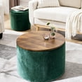 thumbnail image 2 of Round Chenille Storage Ottoman with Drum Stool / Serves as Snack Tray, Extra Seat, 2 of 7