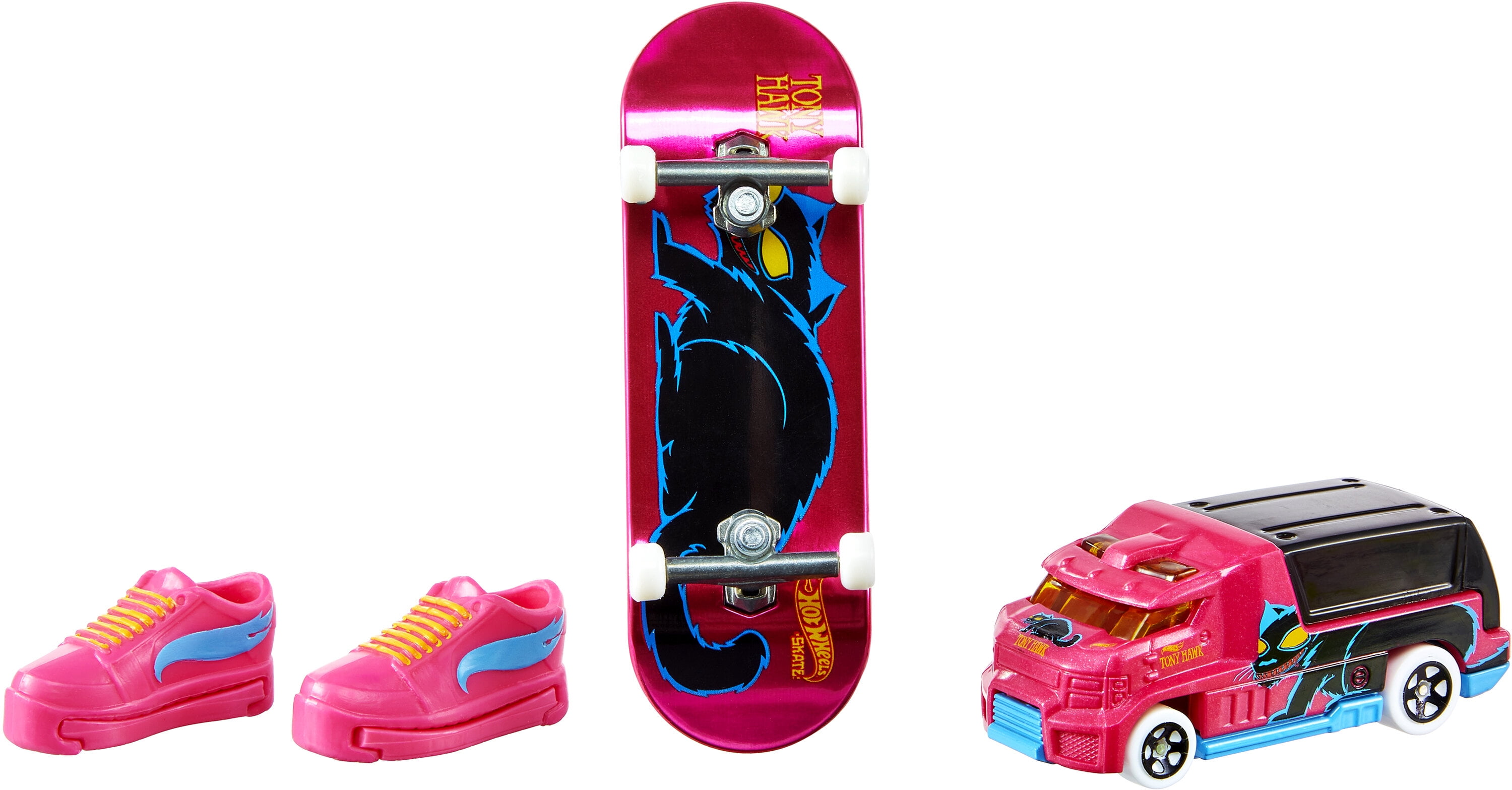 Hot Wheels Skate Tony Hawk Collector Set, Fingerboard, Pair of Skate Shoes & Car (Styles May Vary)
