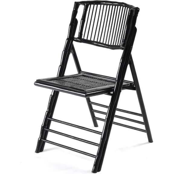 PEXMOR Bamboo Folding Chair, Foldable Dining Wood Chairs with Comfortable Seat for Outdoor & Indoor, Black, 1 Pack