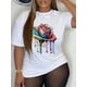 thumbnail image 1 of Rose Print Crew Neck T-shirt, Casual Short Sleeve Tee For Spring & Summer, Women's ClothingFather's Camisetas para mujer, lindas camisetas con estampado gráfico, de manga corta, estilo casual, para ve, 1 of 7