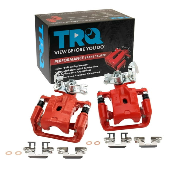 TRQ Rear Performance Brake Caliper Set Red Compatible with 2006-2012 Ford Fusion 2007-2012 Lincoln MKZ 2006 Zephyr 2006-2013 Mazda 6 2006-2011 Mercury Milan