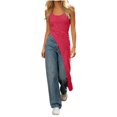 thumbnail image 2 of Karymi Womens T Shirts Scoop Neck Long Sleeveless Cami Top, Side Ruched High Slit Maxi Tank, Sleeveless Tunic Vest T Shirts for Women, 2 of 7