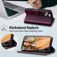 thumbnail image 5 of for iPhone 14, Wallet Case with Magnetic Removable Inner Case, Classic Kickstand Wrist Strap Card Slots Full Body Protection Phone Cover for Men Women for iPhone 14, Purple, 5 of 12