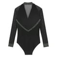 thumbnail image 6 of CHICTRY Men's Latin Jazz Dance Leotard Sparkly Rhinestone Sheer Mesh Long Sleeve Bodysuit Black M, 6 of 7