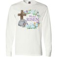 thumbnail image 3 of Inktastic Easter He Has Risen with Cross and Flowers Long Sleeve T-Shirt, 3 of 5