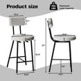 thumbnail image 5 of Modern Counter Stools Set of 2, Upholstered Counter Bar Stools, Bar Stools Set, with Open Back Modern Bar Stools, with Black Metal Legs, for Kitchen Island Dining Room, Bar Table, 5 of 8