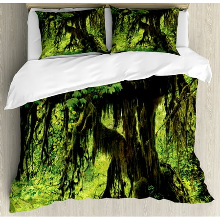 Rainforest Duvet Cover Set Tree With Moss In The Jungle Natural Rainforest Duvet Cover Set Tree With