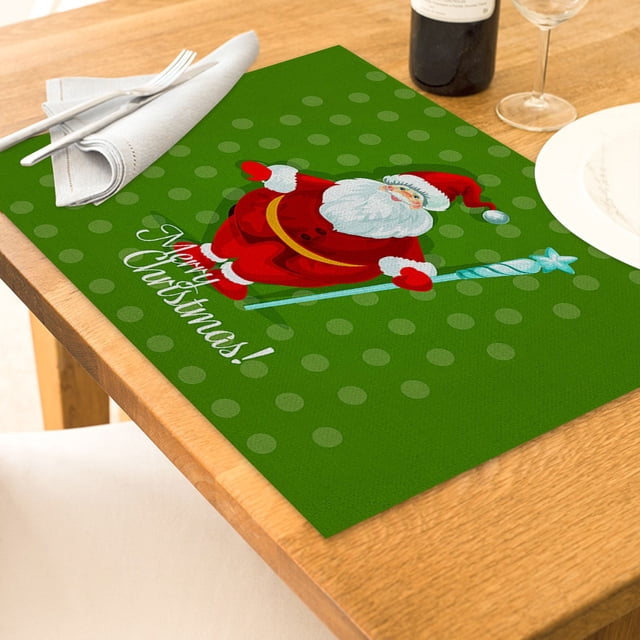 Oleegame 1PC Placemat Christmas Table Placemats Christmas Rustic Vintage Washable Table Mats
