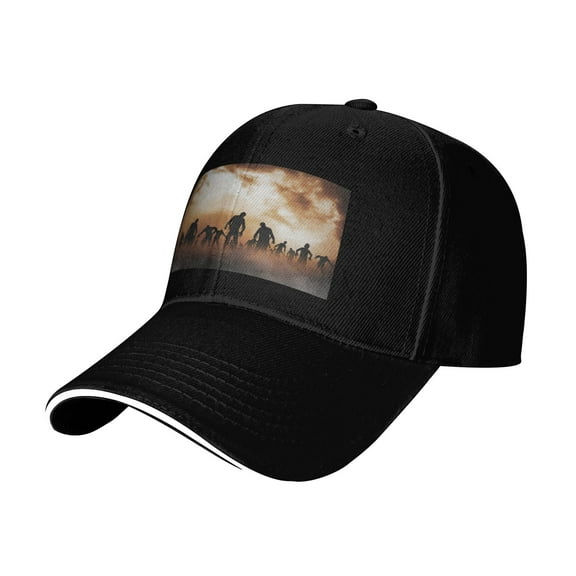 Baseball Cap, Scary Crowd Night Golf Hat, Black Adjustable Baseball Hats for Women Men Outdoor Travel Daily Wear