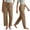 0_ Khaki, variant on Womens Linen Jogger Ankle Pants, Drawstring Waistband, Breathable Natural Fabric with Relaxed Fit for Daily Fashion Styling Yellow S