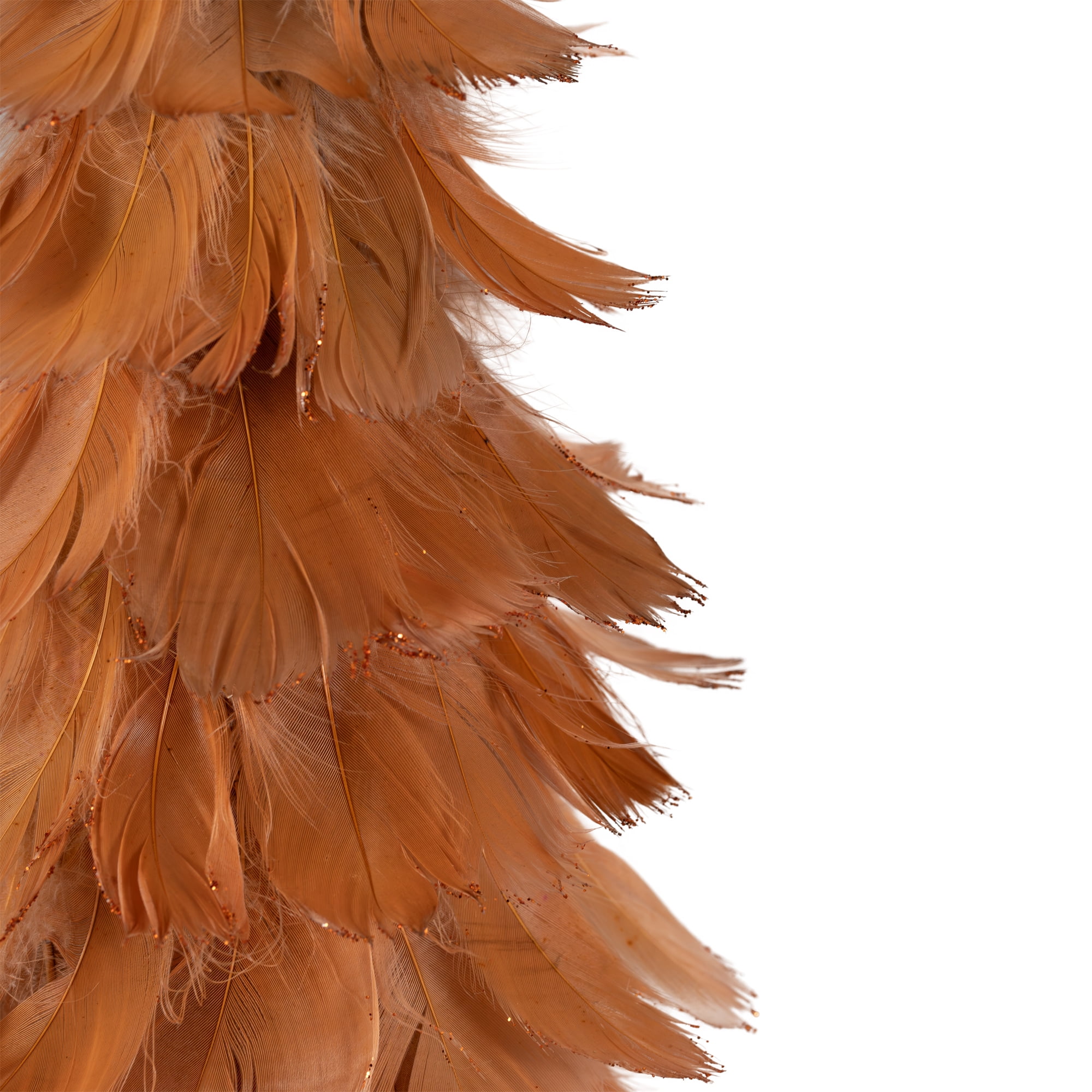 Northlight Small Layered Feather Cone Tree Glittered Christmas Decoration - 16" - Rust Orange