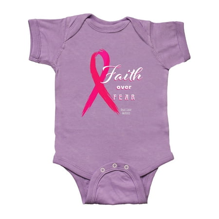 

Inktastic Faith Over Fear Breast Cancer Awareness with Pink Ribbon Gift Baby Boy or Baby Girl Bodysuit