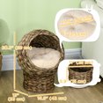 thumbnail image 3 of PawHut Lit pour Chat en Osier avec Coussin, Support, pour Chats d'Intérieur, Brun Foncé, 3 of 10