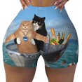 thumbnail image 2 of Uemuo Two Brave Cats Are Floating On The Sea Iceberg Pattern Women Workout Impact Shorts Scrunch Butt Lifting Gym Shorts Seamless Booty Biker Shorts-Large, 2 of 8