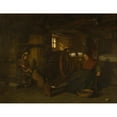 thumbnail image 2 of Edouard Frère 14x12 Black Ornate Wood Framed Double Matted Museum Art Print Titled: The Spinners (1863), 2 of 5