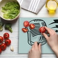 thumbnail image 3 of Hipster Cutting Board, Retro Microphone Communication and Media Concept Radio Show Speech Talk Podcast, Decorative Tempered Glass Cutting and Serving Board, Large Size, Black White, by Ambesonne, 3 of 5