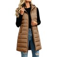 thumbnail image 2 of Yutgune Women's Long Hooded Puffer Vest Zip Up Sleeveless Quilted Jacket with Zipper Pockets, 2 of 8