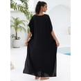 thumbnail image 3 of EDOLYNSA Long Mexican Embroidered Kaftan Dress Maxi Dubai Abaya Caftan Dresses Plus Size Swimsuit Cover up Beach Tunic, 3 of 9