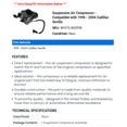 thumbnail image 2 of Suspension Air Compressor - Compatible with 1998 - 2004 Cadillac Seville 1999 2000 2001 2002 2003, 2 of 2