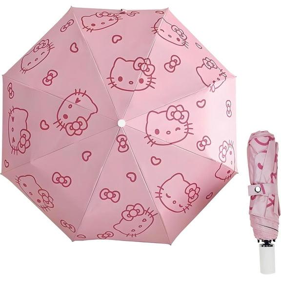 Cute Pink Umbrella for Women Kids Girls Travel Umbrella Compact for Rain & Sun Small Portable Folding Umbrellas