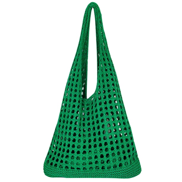 Bolso Ganchillo para Mujer Bolso Vagabundo Color Sólido Bolso Tejido para Niñas (verde)