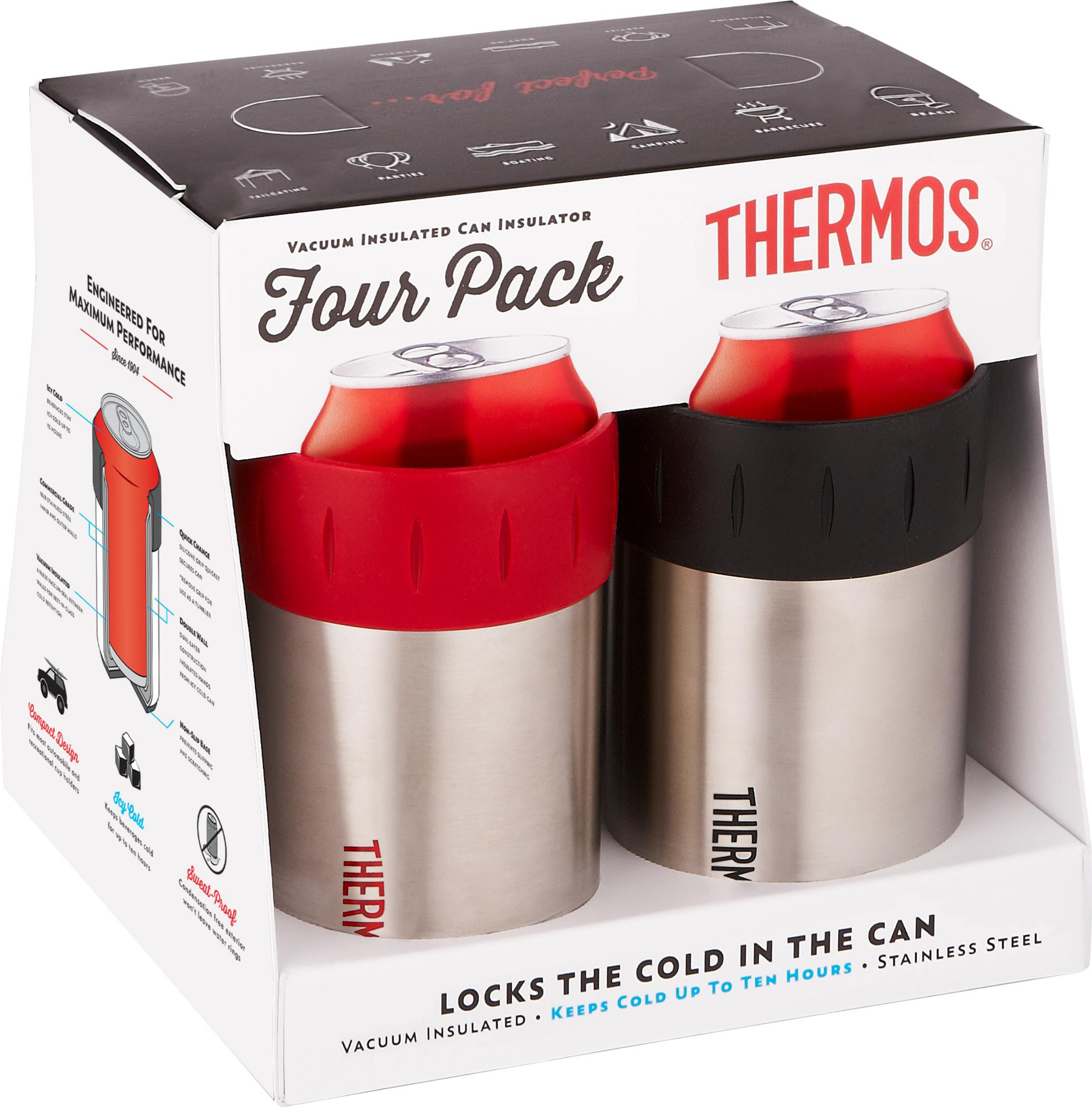 Thermos 2700ARP4 12-Ounce Stainless Steel Beverage Can Insulators, 4 pk