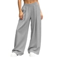 thumbnail image 5 of HomeDM Women's Sweatpants Wide Leg Elastic Waist Casual Baggy Workout Pants with Pockets Gray XL, 5 of 9