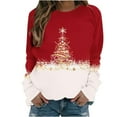 thumbnail image 3 of daily deals of the day prime today only Women's Christmas Printed T Shirts Tops Trendy Cute Long Sleeve Round Neck Shirts Loose Fit Hoodless Pullover Lightweight Blouses, 3 of 6