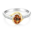 thumbnail image 2 of Gem Stone King 10K Yellow Gold and 925 Sterling Silver Ecstasy Mystic Topaz and White Lab Grown Diamond Engagement Ring for Women (1.08 Cttw, Available in Size 5, 6, 7, 8, 9), 2 of 4