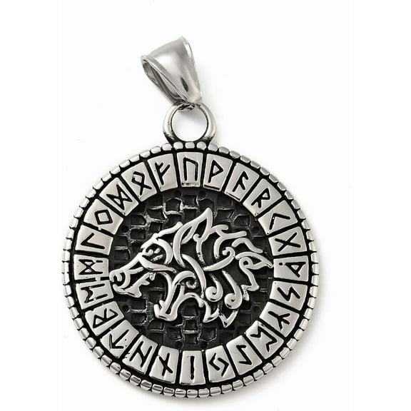 1Pcs Wolf Pendant 304 Stainless Steel Pendants Antique Silver for Women Birthday Festival Elegant Gifts Personalized Jewelry 41.5x35x3mm Hole: 7.5x4mm
