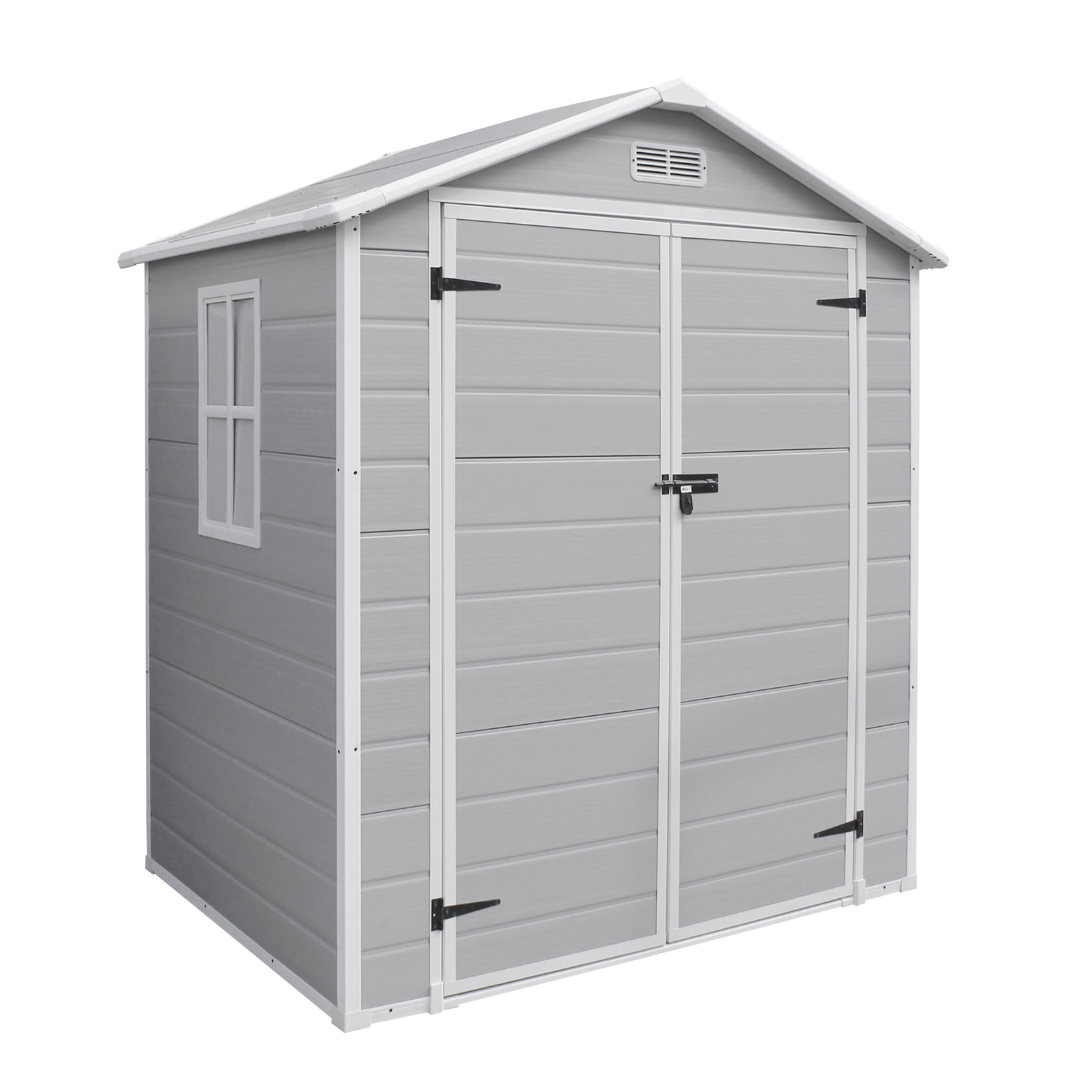 UBesGoo 6' x 5' Outdoor Storage Shed Plastic Garden Shed Resin Organization for Home/Lawn Mower/Backyard Equipment/Bike Storage/Pool Supplies