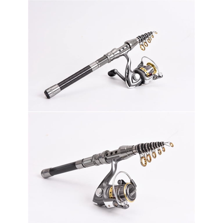 5ft adjustable telescopic fishing rod High Carbon Fiber Mini Telescopic Fishing Rod 5Ft Portable Ultra-Short  Compact Saltwater Freshwater Spinning Fishing Pole Silver