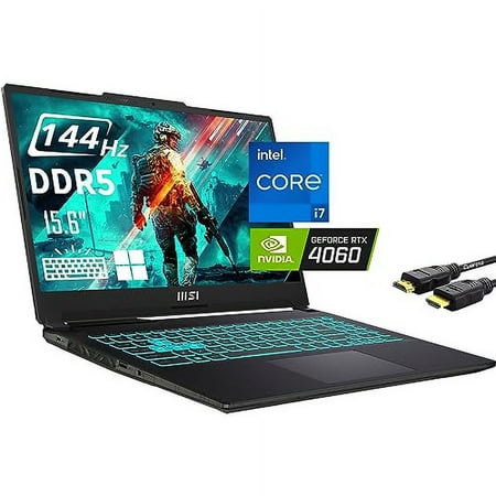 MSI Cyborg Gaming Laptop, 15.6" 144Hz FHD Display, Core i7-12650H(Beat i9-11980HK, 10 Cores, 16 Threads), GeForce RTX 4060, 32GB DDR5 RAM - 1TB SSD, Backlit Keyboard, RJ45, Windows 11 Home, Black