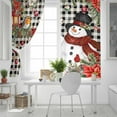 thumbnail image 5 of Fsddascl Christmas Snowman Blackout Curtains for Bedroom/Living Room, Thermal Insulated Kitchen Curtains, Xmas Poinsettia Birds Balls Black Plaid Grommet Darkening Window Treatment Drapes 52"x84"x2, 5 of 6