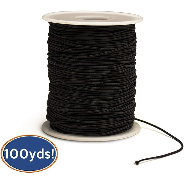 Bastex 1mm Black Elastic Beading Cord Thread. Small Stretchy String for Jewelry Making, Bracelet