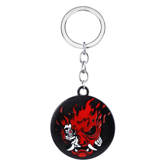 Llavero con colgante de mueca ciberpunk, exquisito colgante de tarjeta con letra, llavero de metal