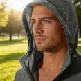 thumbnail image 4 of LEKWK Men's Sweatshirts and Hoodies Regular Fit Hooded Zip up Hoodie Long Sleeve Lightweight Hoodie Solid Windproof Casual Outdoor Travel Fall Thin Jacket, 4 of 8