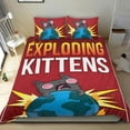 thumbnail image 1 of Gatitos Explosivos Conjunto de sábanas temático, trío de piezas, cómodo y amigable con la piel, diseño único, regalo de decoración para el hogar para familiares, amigos y fans,135cm *200cm, 1 of 6