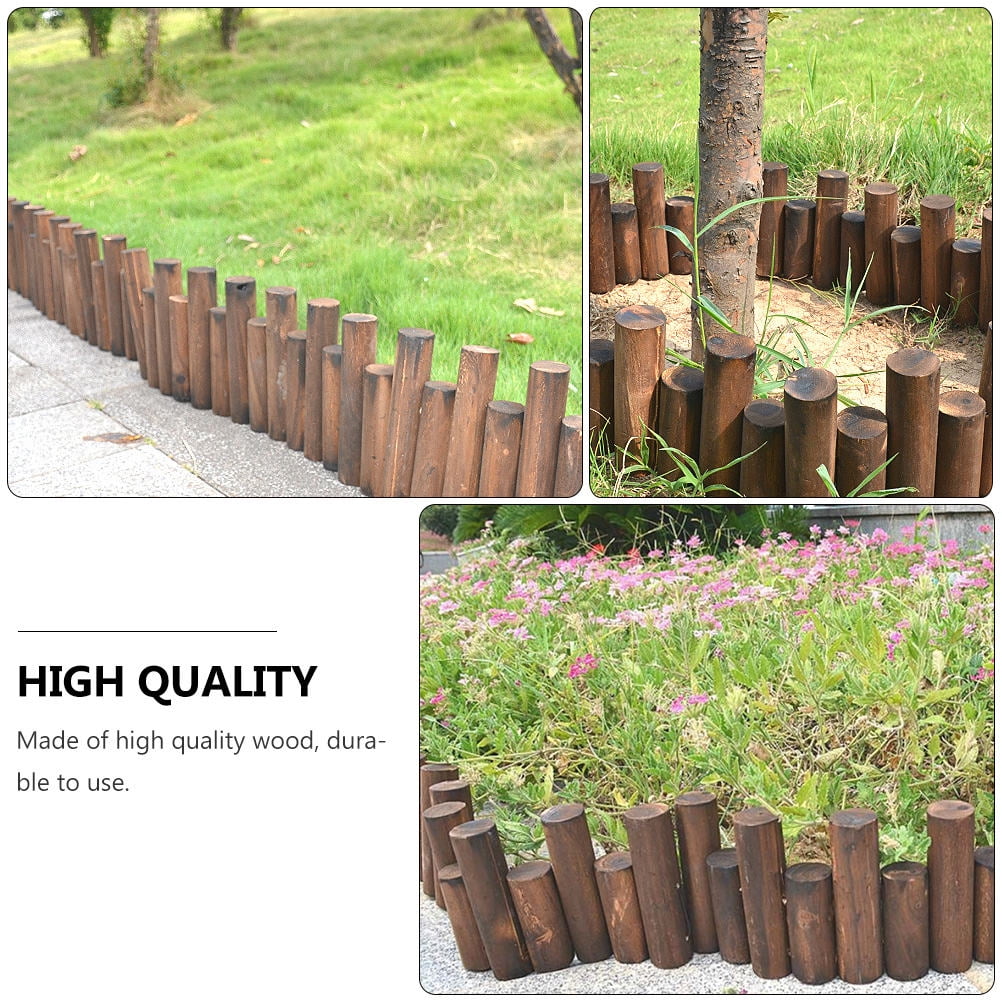 Tineasur Garden Edging Brown Wood Uneven Edging 1Set