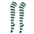thumbnail image 1 of Chaussettes à Motifs Rayés (Hautes Cuisses) Vert et Blanc, 1 of 2