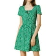 thumbnail image 1 of Vestido de Promoción A-Line de Manga Corta con Cuello Cuadrado Impreso para Mujeres INSPIRE CHIC S Verde-Floral, 1 of 8