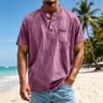 thumbnail image 2 of Sewkxo Henley Shirts for Men Acid Washed Oversized T Shirts Short Sleeve Summer Tops Stylish Vintage Plain Tees,Hot Pink XL, 2 of 5