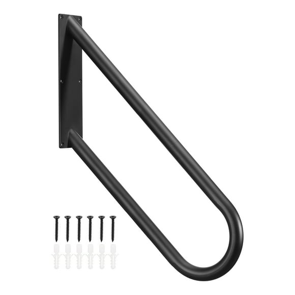 Unique Bargains U Shaped Stair Handrails for Outdoor Steps, Wall Mount Handrail 14 Steps, Hand Railings for Garage Entrance Black