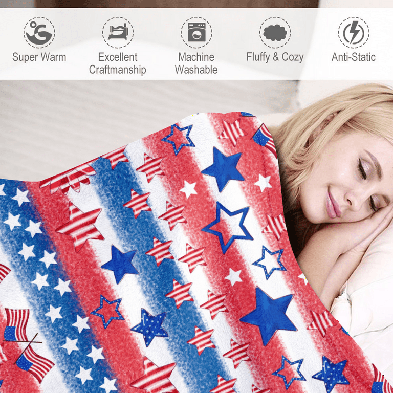  American Flag Fleece Throw Blanket for Bed Sofa Couch