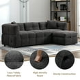 thumbnail image 5 of Miekor Furniture 87.7" Sectional Sofa Cozy Teddy Fleece Fabric Sectional Sofa Couch with Two USB Ports a Movable Storage Ottoman and Two Lumbar Pillows for Living Room, Gray W5UAAE, 5 of 9