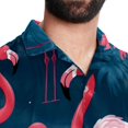 thumbnail image 5 of Flamingo Tropical Rainforest Men's Short Sleeve Casual Printed Button Down Beach Shirt - Summer Unisex Top, 5 of 6