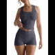 thumbnail image 3 of Conjunto de Shorts Deportivos Ajustados para Mujer: Top Sin Mangas y Shorts Gris Oscuro XL, 3 of 8