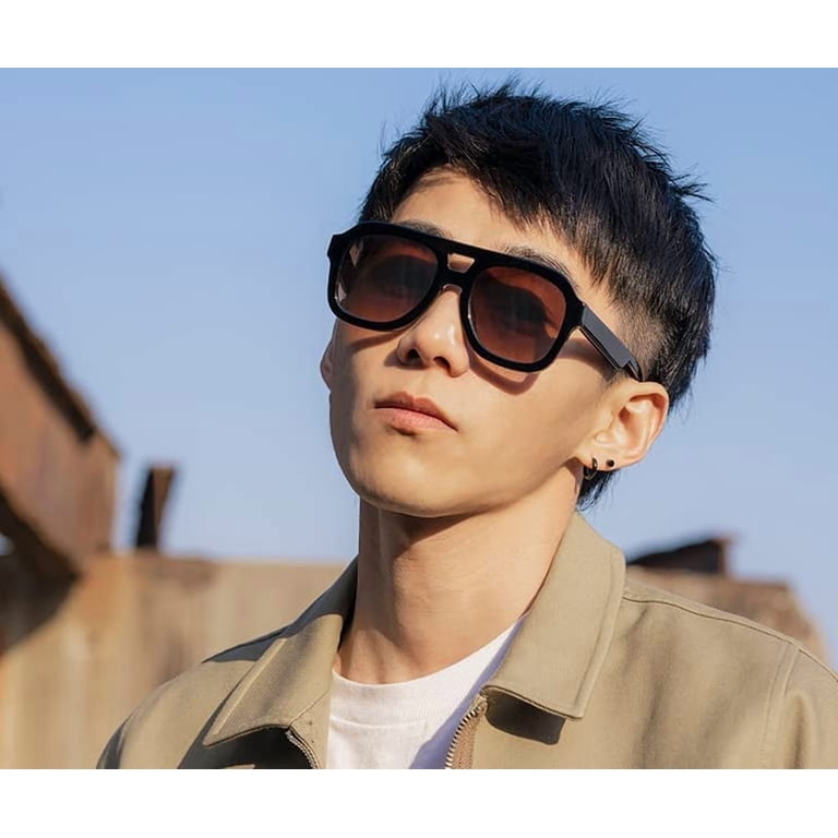 Retro Oversized Aviator Sunglasses Square Double Bridge Trendy UV400 Protection Trendy Square Aviator Sunglasses Women Men Square Eyewear  main image 3