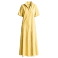 thumbnail image 4 of Women's Maxi Dress, Casual V-Neck Short Sleeve Striped Print with Side Split, Lightweight Flowy Dress for Summer Beach or Resort Wear, 2026 New Limited-time Offer, 4 of 6